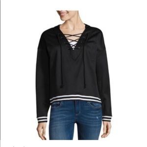 Project Runway* Black Lace Up hoodie